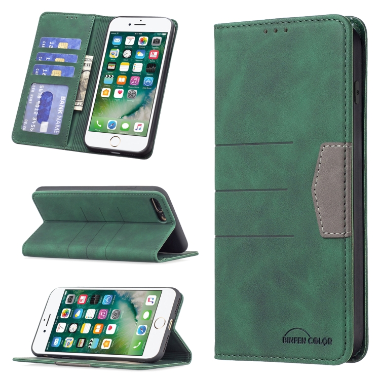 

Magnetic Splicing Leather Phone Case For iPhone 8 Plus / 7 Plus(Green)