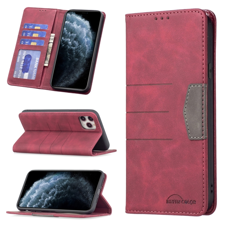 

Magnetic Splicing Leather Phone Case For iPhone 11 Pro(Red)
