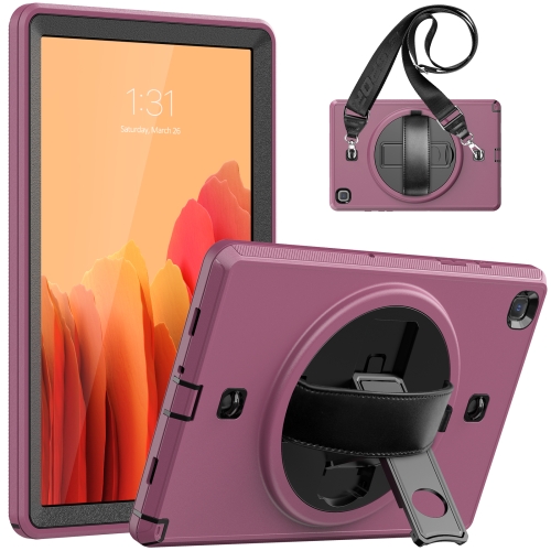 

For Samsung Galaxy Tab A7 10.4 T500 / T505 Shockproof TPU + PC Tablet Case with Holder & Pen Slot & Shoulder Strap(Dark Rose Red)