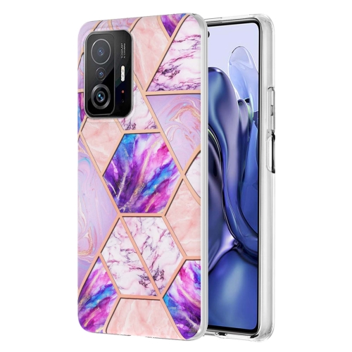 

For Xiaomi Mi 11T / Mi 11T Pro Electroplating Splicing Marble TPU Phone Case(Light Purple)