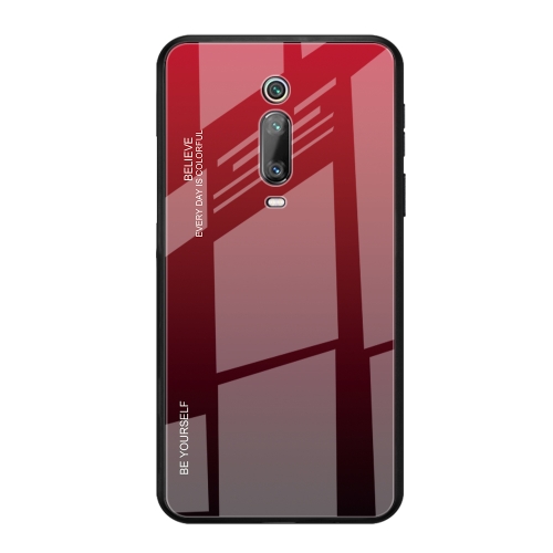 

For Xiaomi Redmi K20 / K20 Pro / Mi 9T / Mi 9T Pro Gradient Color Glass Case(Red)