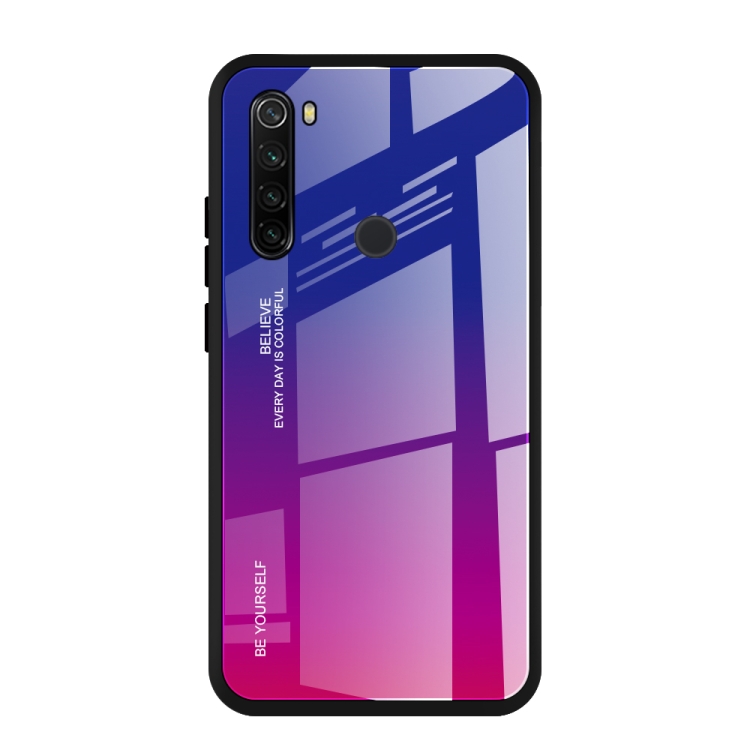 

For Xiaomi Redmi Note 8T Gradient Color Glass Case(Red Blue)