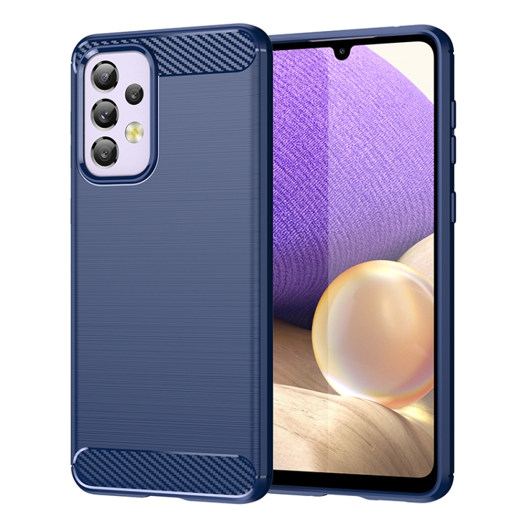 

For Samsung Galaxy A33 5G Brushed Texture Carbon Fiber TPU Phone Case(Blue)