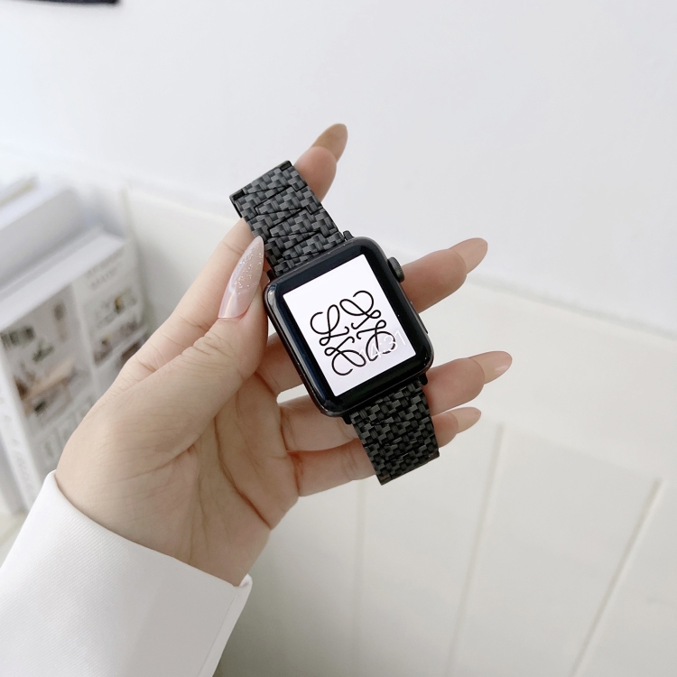 

Carbon Fiber Straight Edge Strap Watch Band For Apple Watch Series 7 41mm / 6&SE&5&4 40mm / 3&2&1 38mm