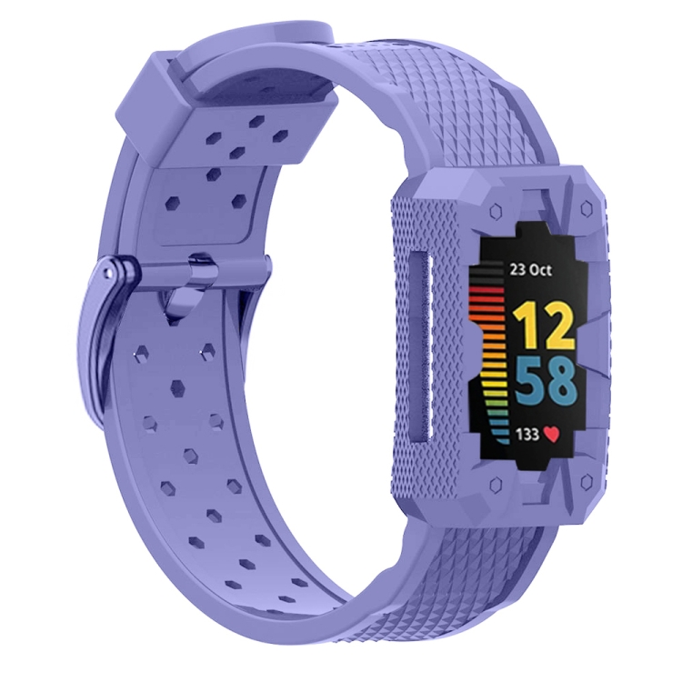 

For Fitbit Charge 5 Silicone Integrated Strap Watch Band(Purple)