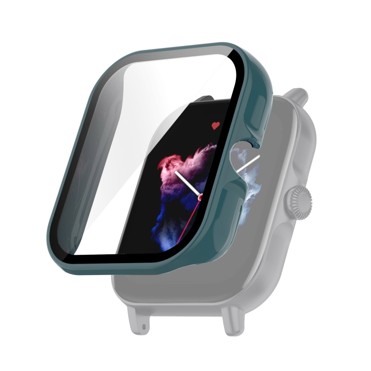 Para Amazfit GTS 3 PC + Funda protectora de reloj de vidrio templado (pino  verde)