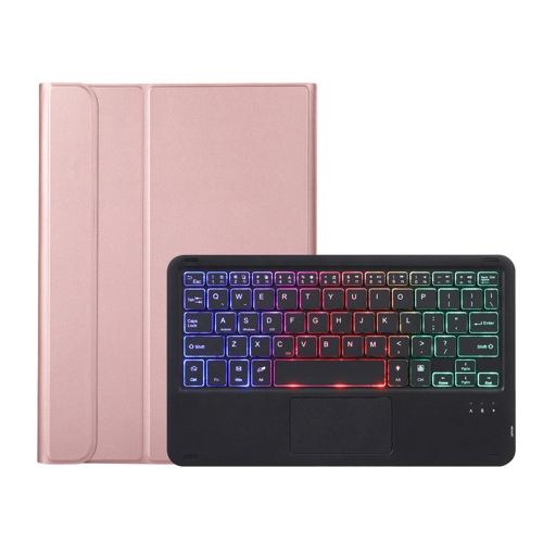 

A08-AS Ultra-thin Backlight Bluetooth Keyboard Leather Case with Touchpad For Samsung Galaxy Tab A8 2021 SM-X205 / SM-X200(Rose Gold)