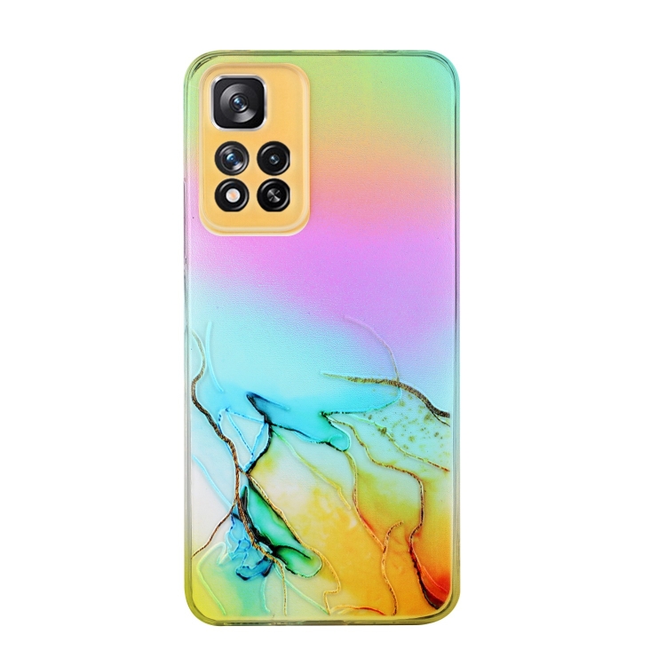 

For Xiaomi Redmi Note 11 Pro Laser Marble Pattern Clear TPU Protective Phone Case(Yellow)