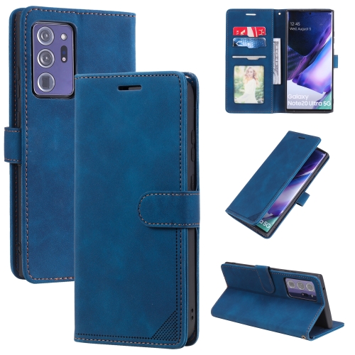 

For Samsung Galaxy Note20 Ultra Skin Feel Anti-theft Brush Horizontal Flip Leather Phone Case(Blue)