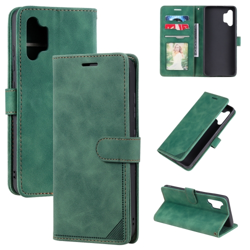 

For Samsung Galaxy A32 4G Skin Feel Anti-theft Brush Horizontal Flip Leather Phone Case(Green)