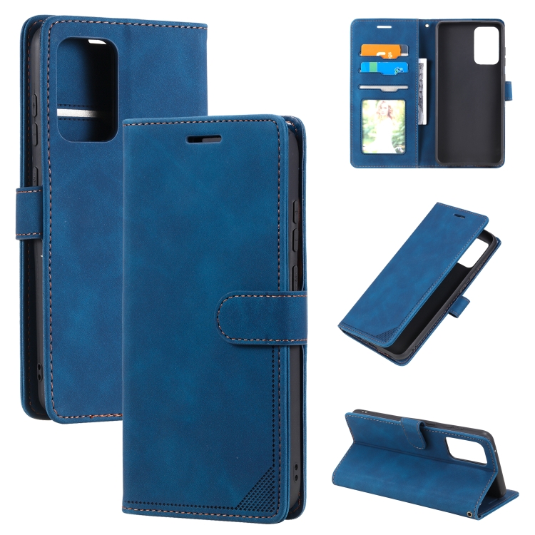 

For Samsung Galaxy A52 5G / 4G Skin Feel Anti-theft Brush Horizontal Flip Leather Phone Case(Blue)