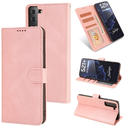 

For Samsung Galaxy S22 Ultra 5G Fantasy Classic Skin-feel Calfskin Texture Magnetic Buckle Horizontal Flip PU Phone Leather Case with Holder & Card Slot & Wallet(Pink)