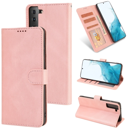 

For Samsung Galaxy S22 5G Fantasy Classic Skin-feel Calfskin Texture Magnetic Buckle Horizontal Flip PU Phone Leather Case with Holder & Card Slot & Wallet(Pink)