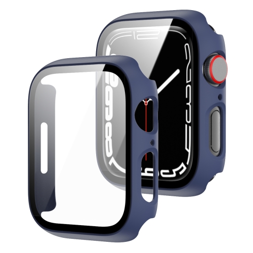 2 in 1 PC Frame + Tempered Glass Protector Case For Apple Watch Series 9 / 8 / 7 45mm(Blue) пленка baseus soft screen protector 0 15 мм для samsung galaxy s10 чёрная sgsas10 kr01