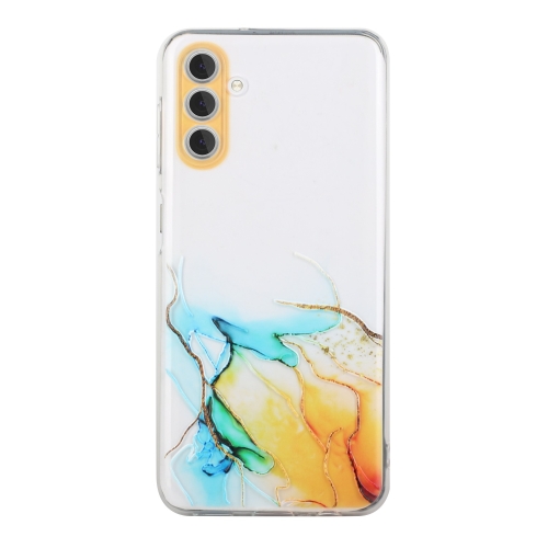 

For Samsung Galaxy A13 5G Hollow Marble Pattern TPU Precise Hole Phone Protective Case(Yellow)