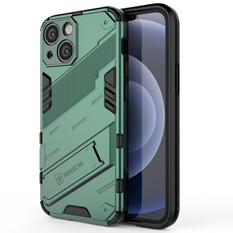 

For iPhone 13 mini Punk Armor 2 in 1 PC + TPU Phone Case with Invisible Holder (Green)