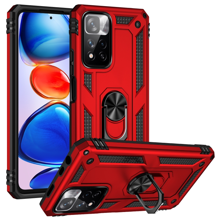 

For Xiaomi Redmi Note 11 Pro 5G Shockproof TPU + PC Phone Case with 360 Degree Rotating Holder(Red)