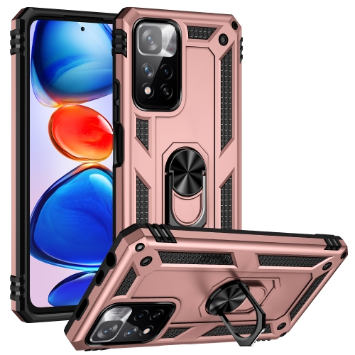 

For Xiaomi Redmi Note 11 Pro 5G Shockproof TPU + PC Phone Case with 360 Degree Rotating Holder(Rose Gold)