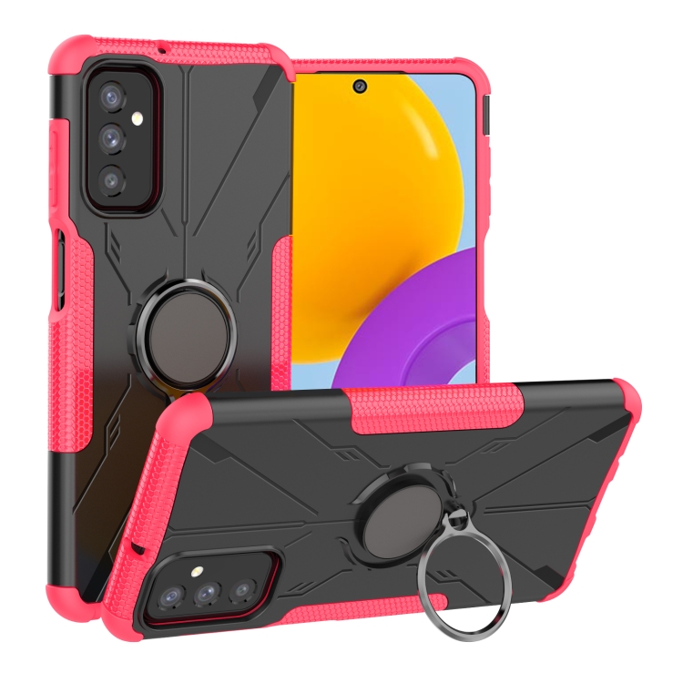 

For Samsung Galaxy M52 5G Armor Bear Shockproof PC + TPU Phone Case with Ring Holder(Rose Red)