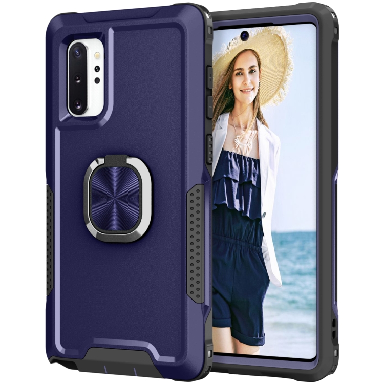 

For Samsung Galaxy Note10+ 3 in 1 PC + TPU Phone Case with Ring Holder(Navy Blue)