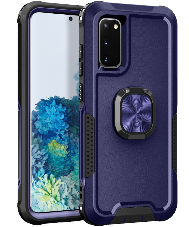 

For Samsung Galaxy S20 3 in 1 PC + TPU Phone Case with Ring Holder(Navy Blue)