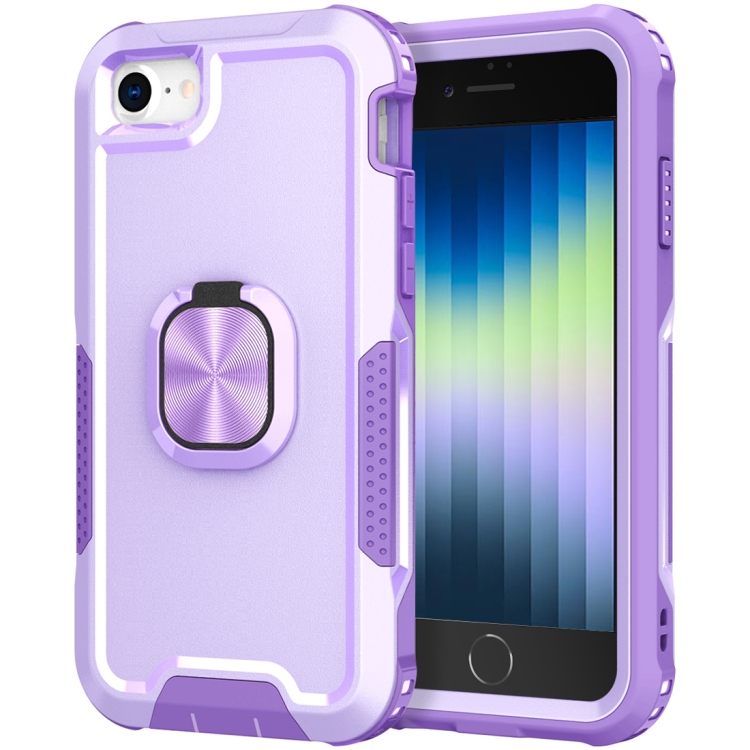 

For iPhone SE 2022 / SE 2020 / 8 / 7 3 in 1 PC + TPU Phone Case with Ring Holder(Purple)
