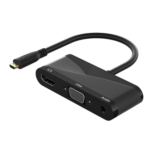 

h115 3 in 1 Micro HDMI to HDMI + VGA + 3.5 Audio Converter Cable(Black)