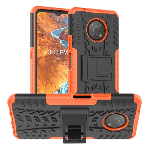 

For Nokia G300 Tire Texture TPU + PC Phone Case with Holder(Orange)