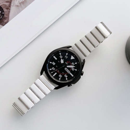 

20mm Ceramic One-bead Steel Watch Band(White Silver)