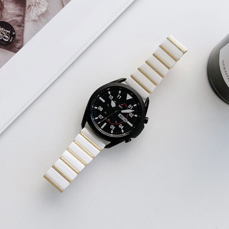 

20mm Ceramic One-bead Steel Watch Band(White Gold)