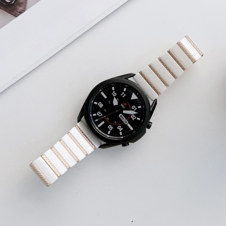

20mm Ceramic One-bead Steel Watch Band(White Rose Gold)