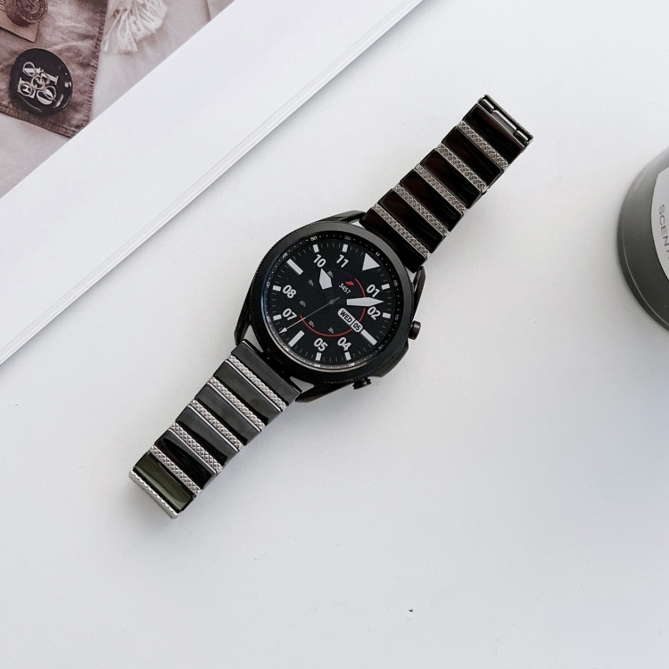 

22mm Ceramic One-bead Steel Watch Band(Black Silver)