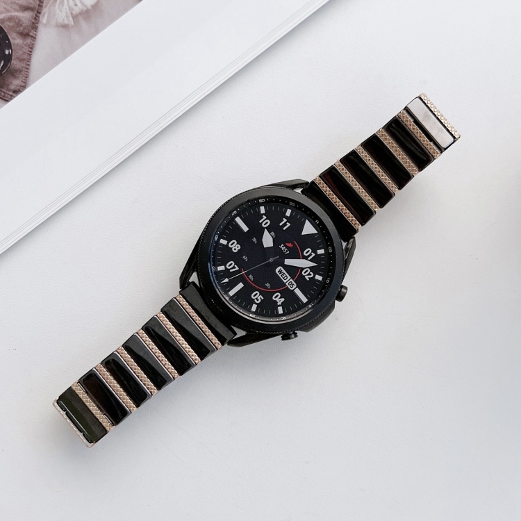 

22mm Ceramic One-bead Steel Watch Band(Black Rose Gold)