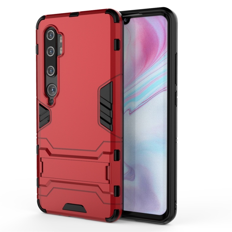 Pour Xiaomi Mi CC9 Pro & Note 10 Étui de protection antichoc PC + TPU avec support invisible (rouge)