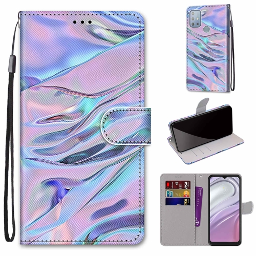 

For Motorola Moto G10 / G20 / G30 Coloured Drawing Cross Texture Horizontal Flip PU Phone Leather Case with Holder & Card Slots & Wallet & Lanyard(Colorful Layer(Fluorescent Water Pattern)