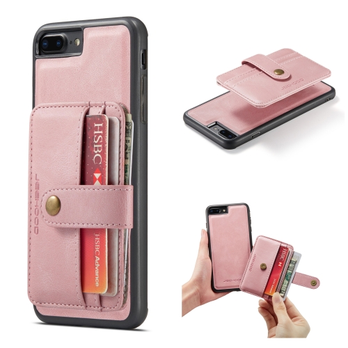 JEEHOOD RFID Blocking Anti-Theft Wallet Phone Case For iPhone 7 Plus / 8 Plus(Pink)