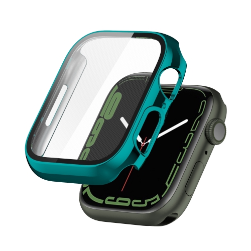 

Electroplating Shockproof PC Protective Case with Tempered Glass Film For Apple Watch Series 7 45mm(Emerald Green)