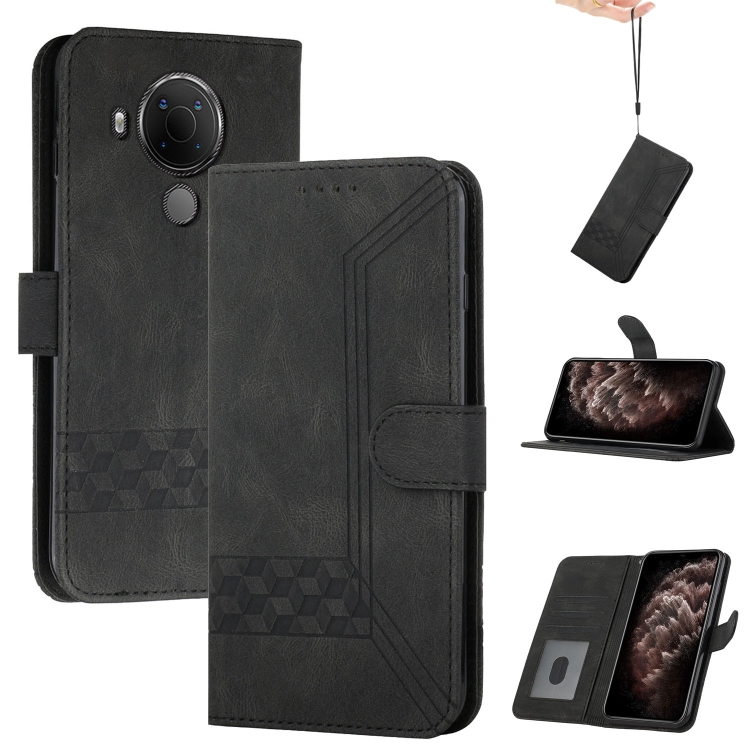 For Nokia Cubic Skin Feel Flip Leather Phone Case(Black)