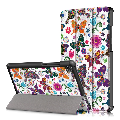 

For Lenovo Tab M8 Coloured Drawing Pattern Horizontal Deformation Flip Leather Case with Three-folding Holder(Butterfly)