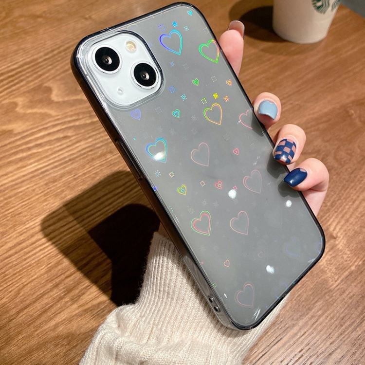 

Colorful Laser Love TPU Phone Case For iPhone 13 mini(Black)