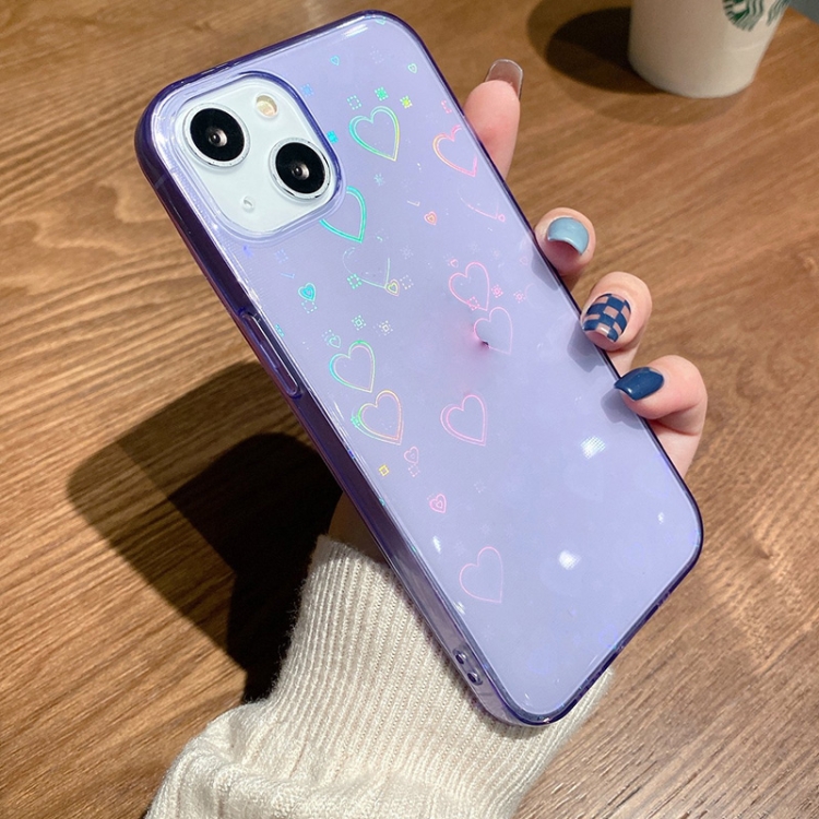 

Colorful Laser Love TPU Phone Case For iPhone 13(Purple)