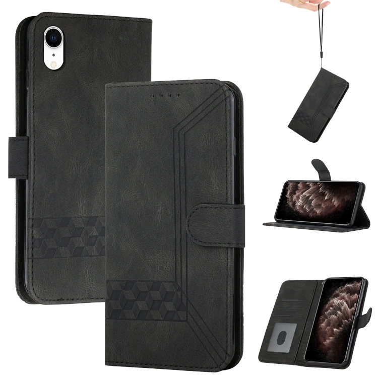 

Cubic Skin Feel Flip Leather Phone Case For iPhone XR(Black)