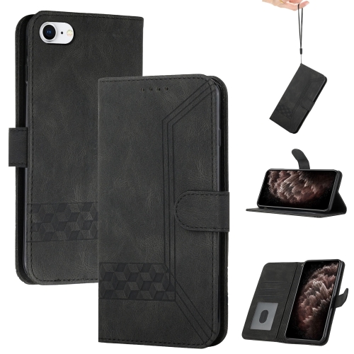 

Cubic Skin Feel Flip Leather Phone Case For iPhone SE 2022 / SE 2020 / 7 / 8(Black)