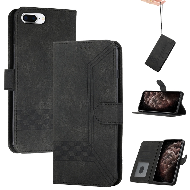 

Cubic Skin Feel Flip Leather Phone Case For iPhone 7 Plus / 8 Plus(Black)