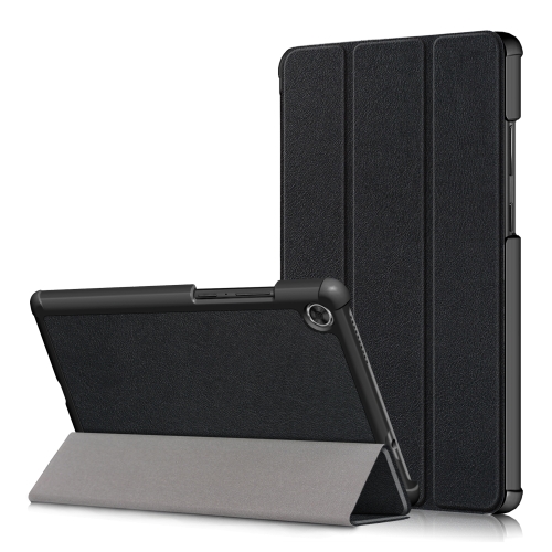 

For Lenovo Tab M8 Custer Texture Horizontal Flip Smart TPU Leather Case with Three-folding Holder(Black)
