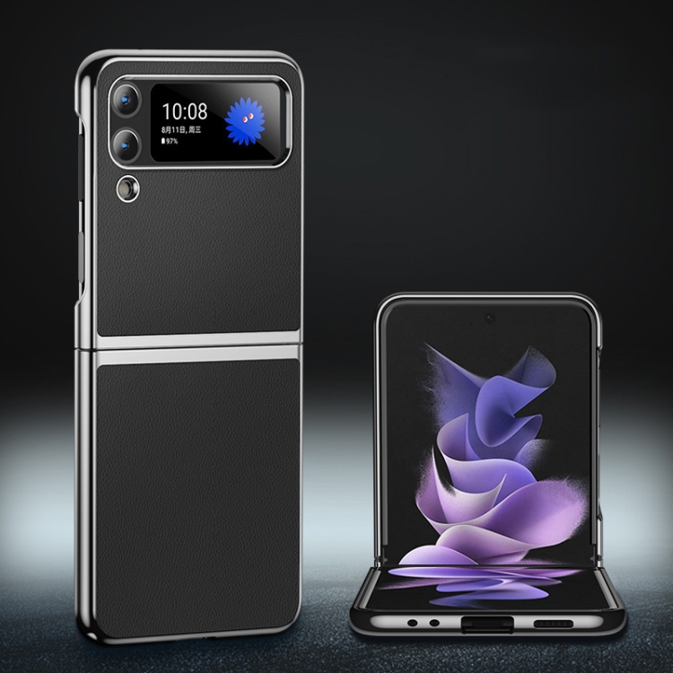

For Samsung Galaxy Z Flip3 5G Plating Leather Phone Case(Black)