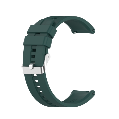 

For Huawei Watch GT 3 42mm 20mm Silicone Silver Buckle Watch Band(Dark Green)