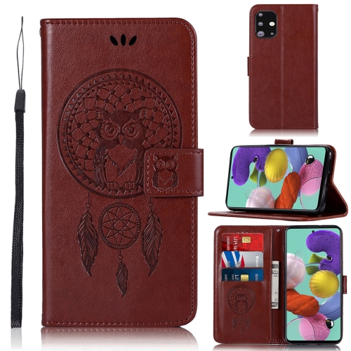 

For Galaxy A71 Wind Chime Owl Embossing Pattern Horizontal Flip Leather Case with Holder & Card Slots & Wallet(Brown)