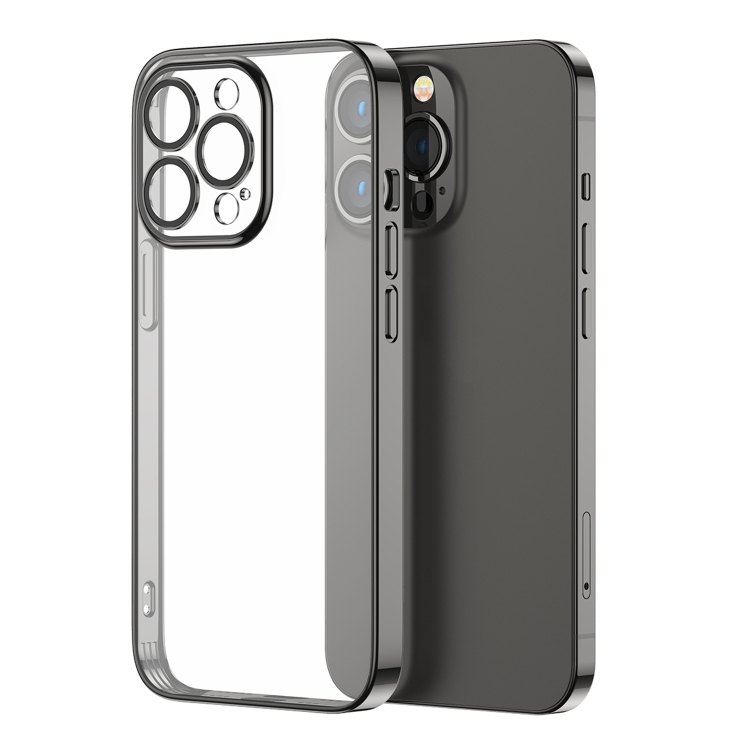 

JOYROOM JR-BP908 Chery Mirror Series Electroplating Transparent Anti-fall Phone Case For iPhone 13 Pro(Black)