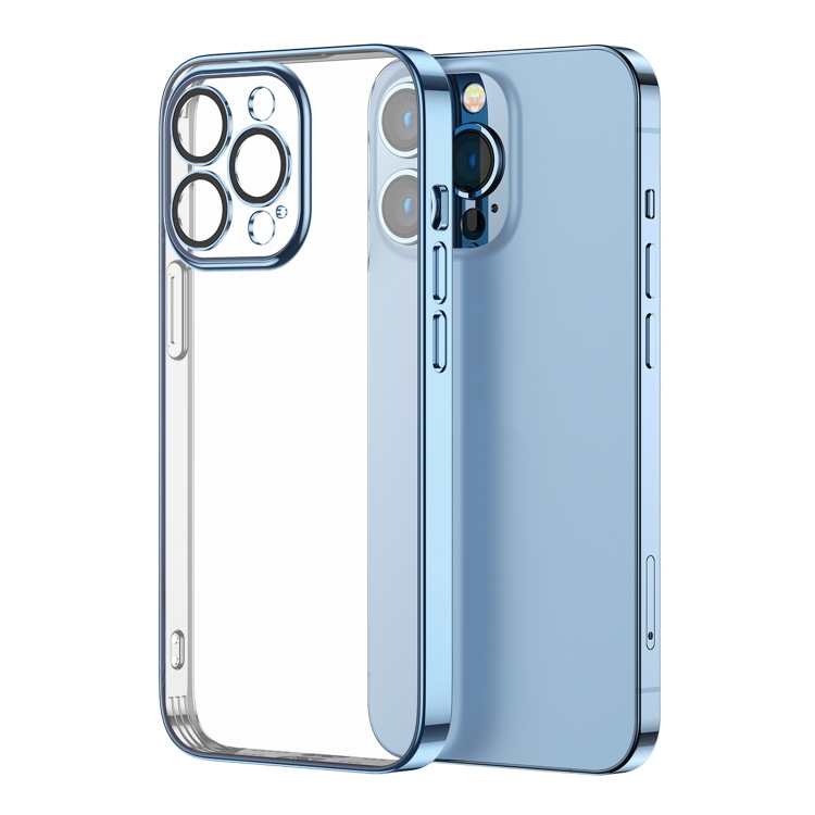 

JOYROOM JR-BP909 Chery Mirror Series Electroplating Transparent Anti-fall Phone Case For iPhone 13 Pro Max(Far Peak Blue)